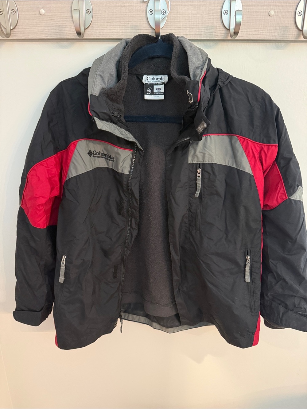 Columbia Kids Black, Red & Gray Insulated Winter Jacket 10/12